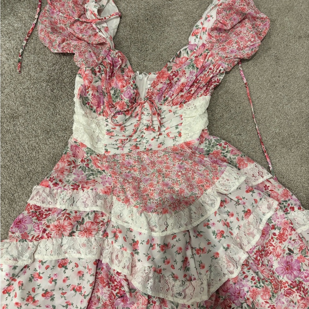 Floral Patchwork Dress with Lace Details